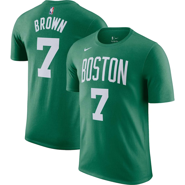 Men's Boston Celtics #7 Jaylen Brown Green Name & Number T-Shirt Men's Boston Celtics #7 Jaylen Brown Green Name & Number T-Shirt